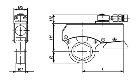 Teknisk skiss för hydraulisk kassettdragare